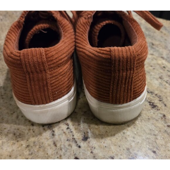 American Eagle Women Size 10 Orange Corduroy Lace up Shoes Sneakers Fall Pumpkin - Picture 8 of 12